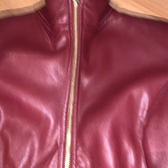 Cole Haan faux leather jacket XS burgundy - Picture 6 of 7